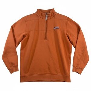 Vineyard Vines Men's Rust Orange 1/4 Zip-Up Pullover Mock Neck Size Medium